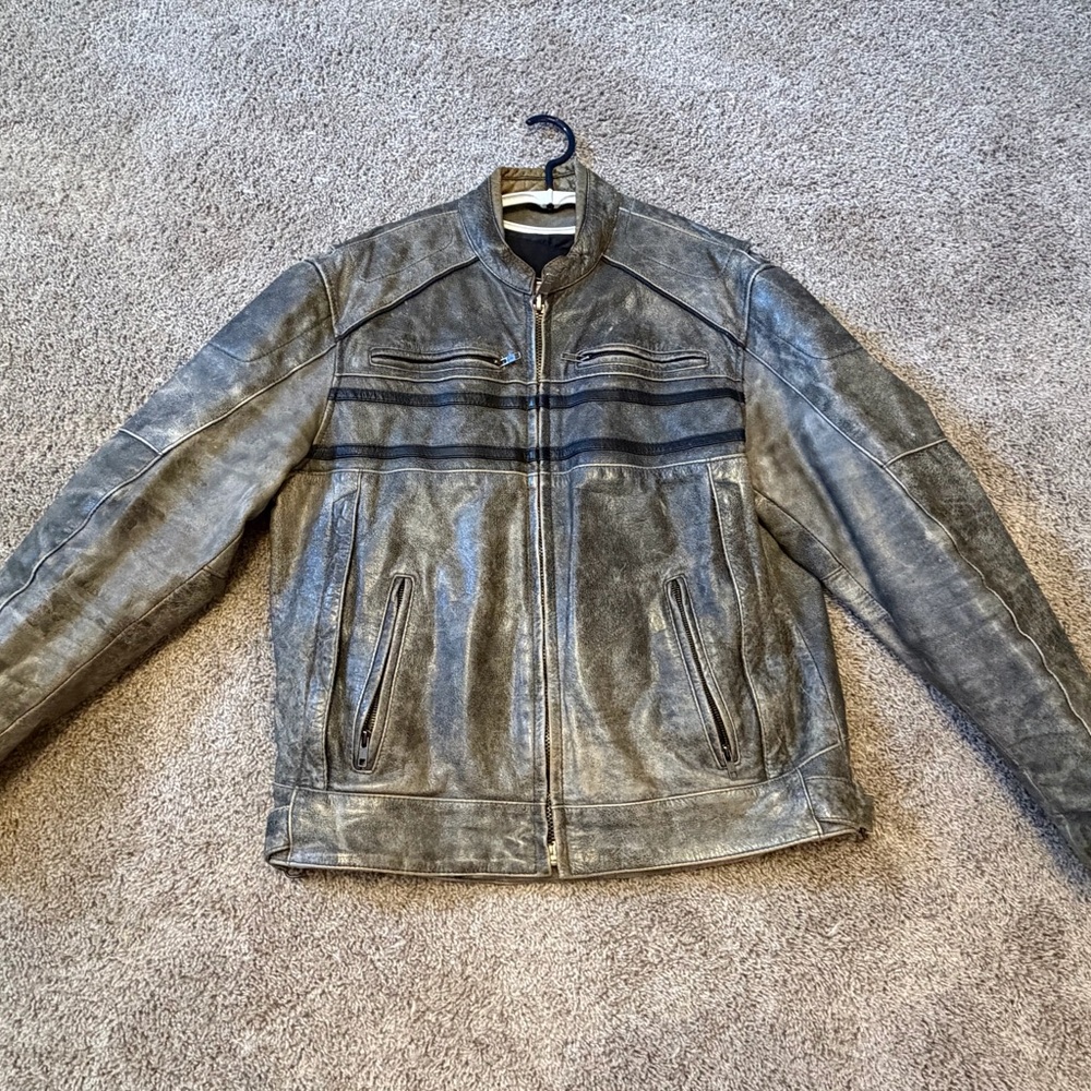 Men's Xelement 100% Leather Motorcycle Jacket Size Medium